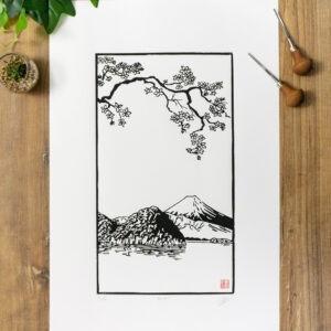 linogravure mont fuji japon