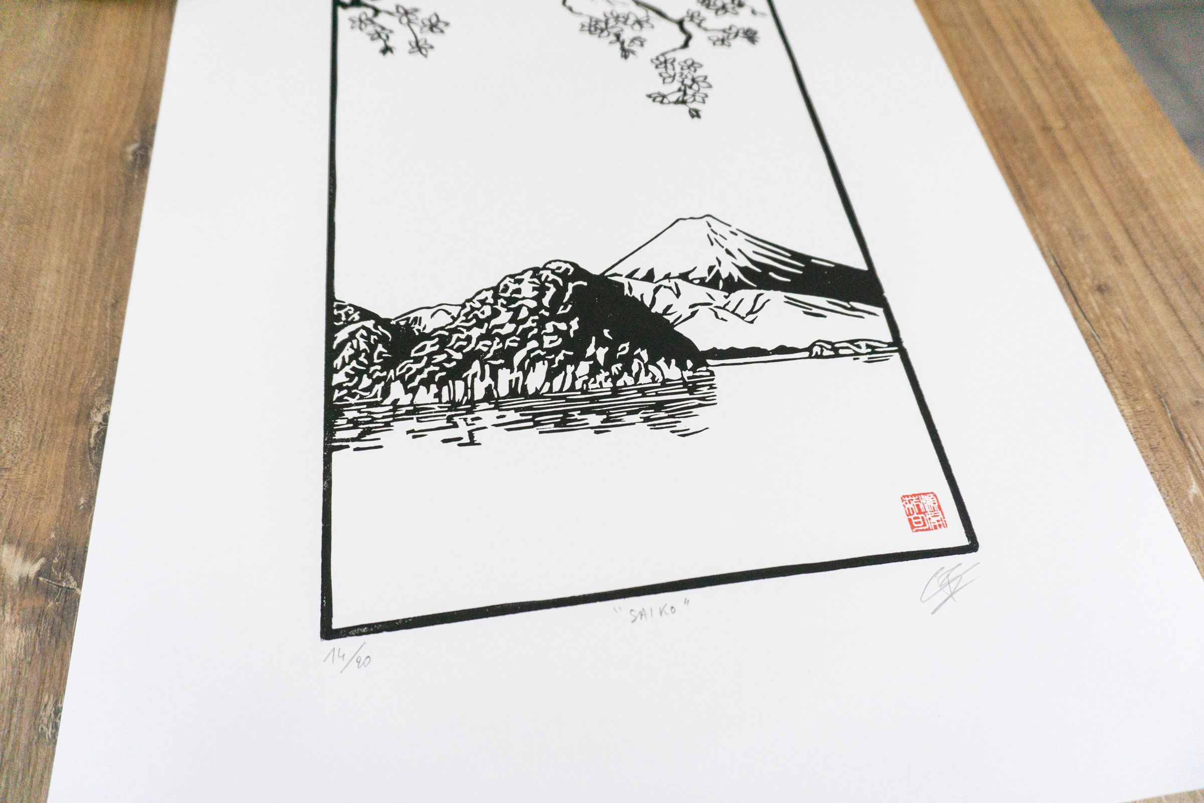Poster Japon Couleur Fuji 30x40 cm - CÉDRIC FOURNIER - Illustrations &  affiches
