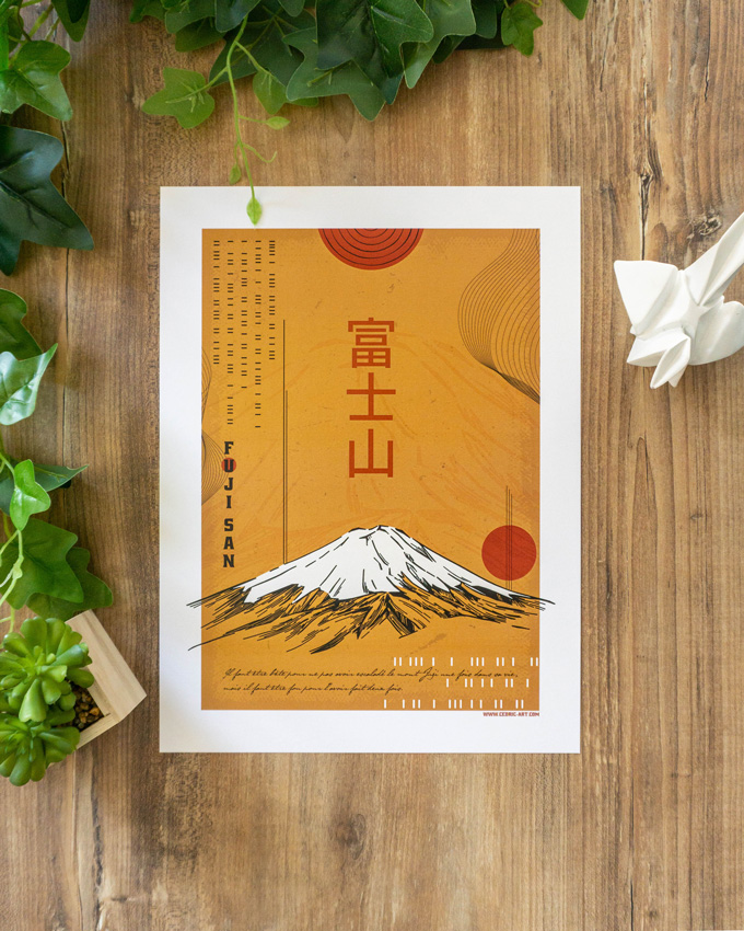 Poster Japon Couleur Fuji 30x40 cm - CÉDRIC FOURNIER - Illustrations &  affiches