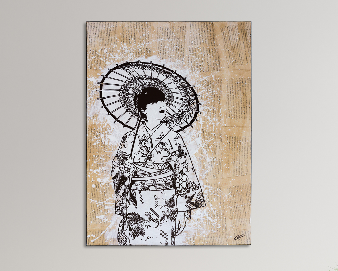 Tableau japon collage Geisha - CÉDRIC FOURNIER - Illustrations & affiches